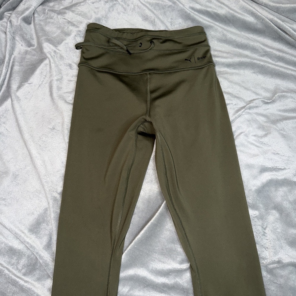 Puma Olive Drawstring High-Rise Leggings